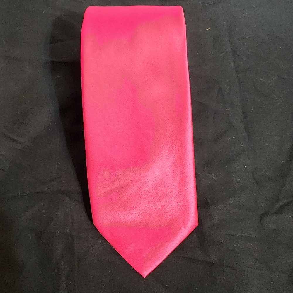 Vintage Dessy Group Tie, 100% polyester solid hot pink, 60x3.5 inches